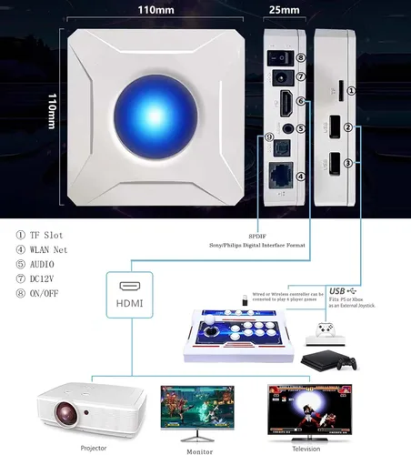 Vista 4 de [39800 juegos en 1] Pandora Box 3D Arcade Game Machine, Doble Wireless Joystick Arcade Console, función WiFi para agregar juegos en línea, PC