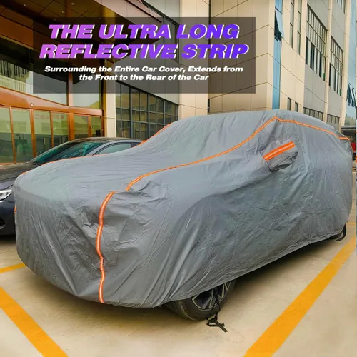 Vista 2 de Funda universal impermeable de peso pesado para autos, para SUVs, para todo tipo de clima, cubierta completa para exteriores, resistente a