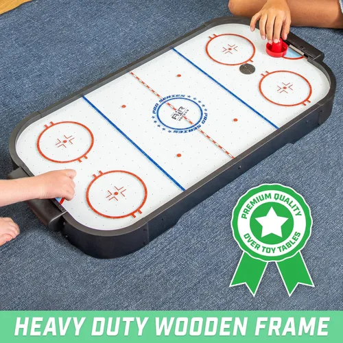 Vista 3 de GoSports Juego de hockey de aire de mesa de 30 pulgadas para niños, mesa de juego portátil, funciona con pilas, color negro