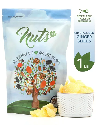 Vista 3 de NUTS US - Rodajas de jengibre cristalizadas secas en bolsa resellable (1 libra)