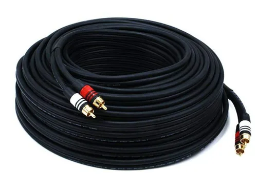 Vista 5 de Monoprice Cable de audio de dos canales de alta calidad, 2 conectores RCA a 2 conectores RCA, macho a macho, 22 AWG, 25 pies, negro