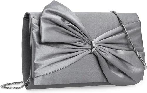 Vista 9 de CHARMING TAILOR Bolso formal de satén con lazo para mujer, bolso de embrague elegante para bodas, bailes, fiestas