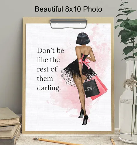 Vista 4 de Arte de pared con cita inspiradora, regalo de alta costura para mujeres negras afroamericanas, decoración de pared glamorosa, diseño de moda