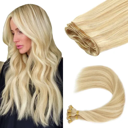 Vista 10 de ABH AMAZINGBEAUTY HAIR Extensiones de cabello humano Remy real para coser, atadas a mano, color negro azabache de 18 pulgadas, para mujer, 1.76 onzas
