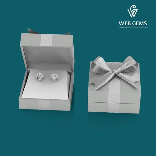Vista 3 de Web Gems - Aretes de tuerca con circonia cúbica Pure Brilliance de Swarovski para mujer