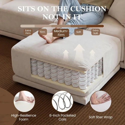 Vista 3 de Sofá modular de 79 pulgadas para sala de estar pequeña, sofá moderno en forma de L con otomana, juego de sofá de felpilla de 3 piezas para muebles