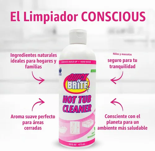 Vista 5 de Quick N Brite - Kit limpiador de bañera de hidromasaje resistente, gel de limpieza no abrasivo con esponja y paño, 16 onzas