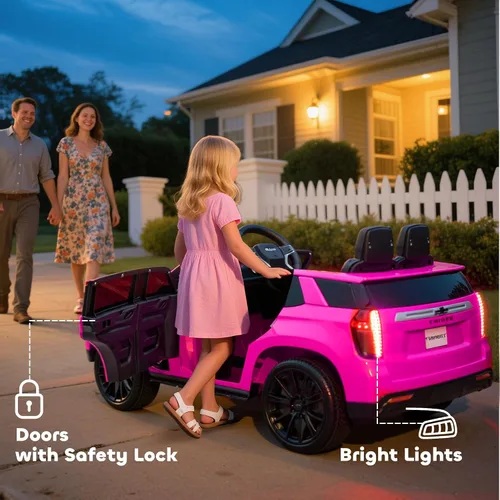 Vista 9 de Aosom - Automóvil de paseo con licencia Chevrolet Tahoe, juguete eléctrico con batería de 12 V y 7 AH, con control remoto para padres, luces LED