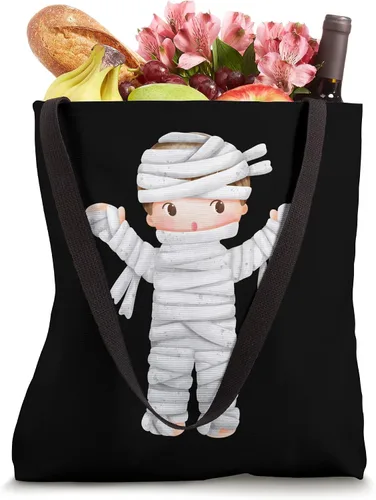 Vista 4 de Little Boy as Mummy - Bolsa de mano con diseño de truco o trato de Halloween Blanco 16 pulgadas