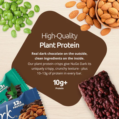 Vista 5 de NuGo Dark, caja variada de muestra, barra de proteínas veganas de 0.47-0.31 onzas, sin gluten, 12 CT