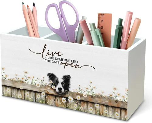 Vista 21 de DILSJ Organizador inspirador de 2 compartimentos para lápices, organizador para escritorio, amantes de los pollos regalos para mujeres, Live Like
