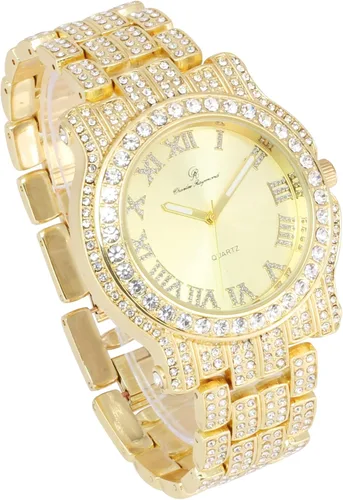 Vista 17 de Charles Raymond Bling-ed Out Ultimate Hip Hop Royalty Reloj para hombre con número romano de fácil lectura o indicadores de tiempo de diamantes