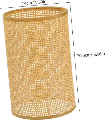 Vista 2 de Baluue Pantalla pequeña de ratán E27 de repuesto de pantalla de lámpara colgante bohemia, cubiertas de luz cilíndrica, pantalla tejida para lámparas