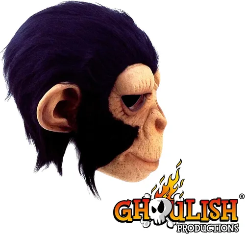 Vista 13 de Ghoulish Productions Chimpancé Geoge Máscara de látex Animales Divertidos Fiesta de Halloween Adulto, NegroNudeMulticolor