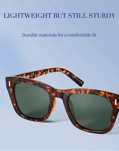 Vista 4 de LVIOE Gafas de sol polarizadas cuadradas vintage para mujer, clásicas, de moda, UV400, marco de acetato LS8080