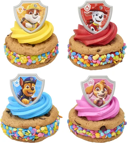 Vista 9 de DecoPac Paw Patrol Reporting For Duty Anillos, Decoraciones de cupcakes con Chase, Marshall, Skye y Rubble - Paquete de 24