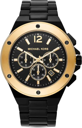 Vista 3 de Michael Kors Lennox - Reloj cronógrafo de acero inoxidable para hombre con correa de acero o silicona