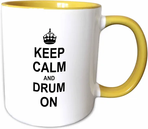 Vista 12 de 3dRose - Taza con texto en inglés "Keep Calm And Drum On", color negro