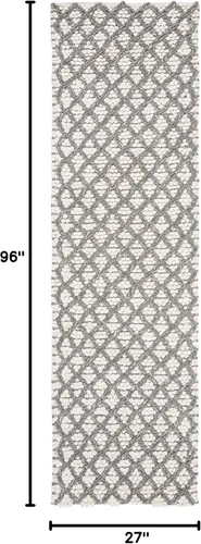 Vista 2 de SAFAVIEH Natura Collection - Alfombra de pasillo, 2 pies 3 pulgadas x 8 pies, gris y beige, viscosa y lana hecha a mano, ideal para zonas de alto