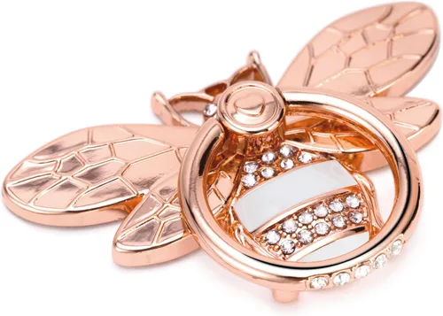 Vista 12 de Allengel Soporte para anillo de teléfono con cristal de abeja, bonito soporte de anillo de teléfono para iPhone o teléfono inteligente, dorado