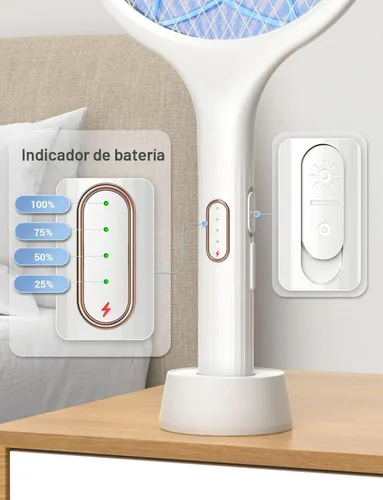 Vista 6 de YISSVIC Matamoscas eléctrico de 4000 V, raqueta matamoscas de insectos de doble modo con luz de mosquitos morada recargable para interiores, hogar