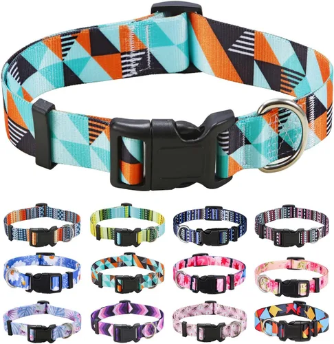 Vista 45 de Mihqy - Collar de perro, patrones geométricos florales, tribales, bohemios, collar de estilo étnico, suave y ajustable, para perros pequeños