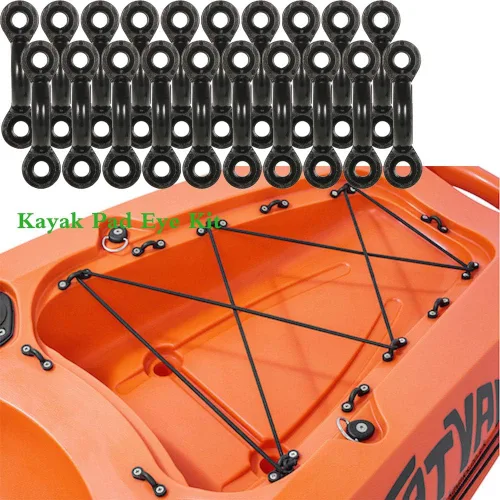 Vista 5 de Kit de almohadillas para kayak, 10 trabillas elásticas de nailon para cubierta con 20 tornillos para lancha, kit de aparejo de cubierta de kayak
