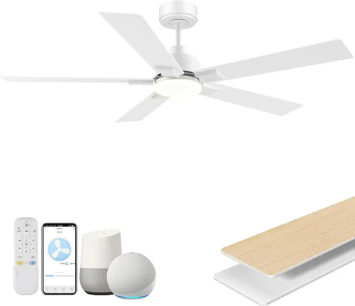 Vista 15 de Ventilador de techo inteligente de 42 pulgadas con control remoto de luces Montaje empotrado en negro y nogal