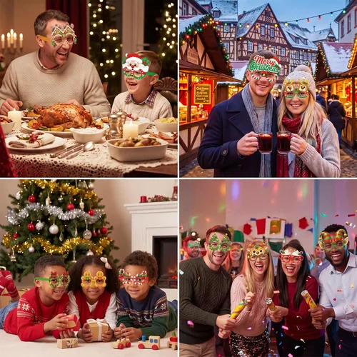 Vista 8 de Vinsot 32 anteojos de papel para fiesta de Navidad, decoración