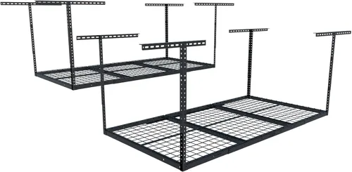 Vista 8 de FLEXIMOUNTS Estante de almacenamiento de techo de garaje de 3x8, sistema de organización de garaje ajustable, metal resistente, capacidad