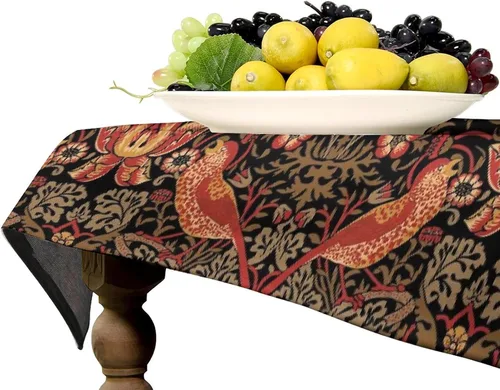 Vista 371 de Mantel Floral Retro de Pájaros, Diseño Original Bohemio William Morris Estampado Cubierta de Mesa para Hogar Picnic Fiesta Comedor Cocina William
