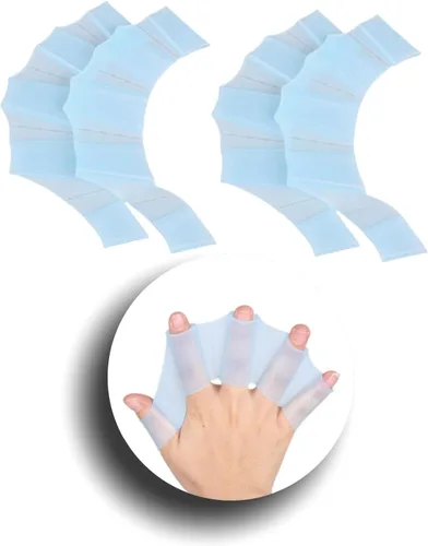 Vista 9 de 2 pares de guantes de natación de silicona aletas de natación aletas de engranaje palmeadas a mano palmera dedo rana tipo palmeada entrenamiento