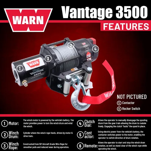 Vista 6 de Cabrestante Warn ProVantage 3500-S, 3500 libras Capacidad:, Negro