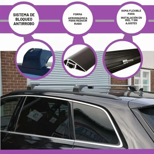 Vista 6 de ERKUL Barras transversales de techo de 220 libras para Audi Q7 2016-2026 Barras transversales de aluminio con bloqueo antirrobo para techo Negro