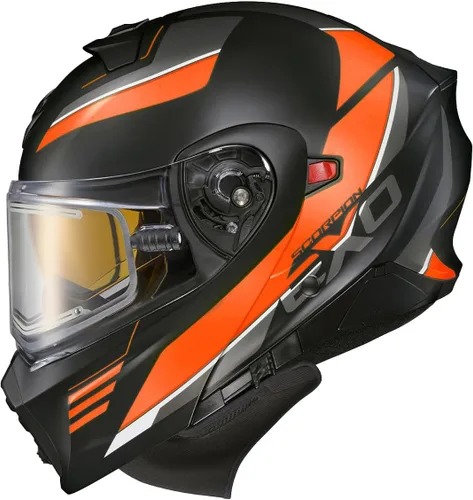 Vista 6 de ScorpionEXO GT930 - Casco modular de moto de nieve de aventura para clima frío con caja de respiración y bolsillos para altavoces listos