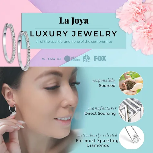 Vista 3 de La Joya Aretes de aro de diamantes para mujer