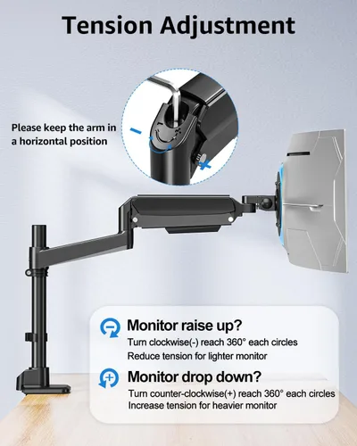 Vista 3 de MOUNTUP Brazo de monitor resistente para pantallas de 49, 45, 42, 40, 39, 34, 32 pulgadas, brazo de monitor ultraancho con capacidad para 4.4-44