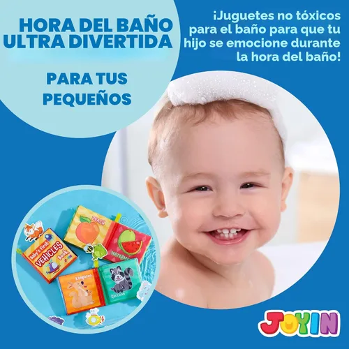 Vista 4 de JOYIN 12 libros de baño, tela no tóxica, libros de tela suave arrugada, impermeables, para bañera y piscina y educación temprana, primeros juguetes
