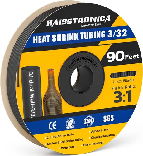 Vista 57 de haisstronica Tubo termorretráctil 3:1, relación de encogimiento, tubo termorretráctil de grado marino forrado con adhesivo para el hogar, automoción