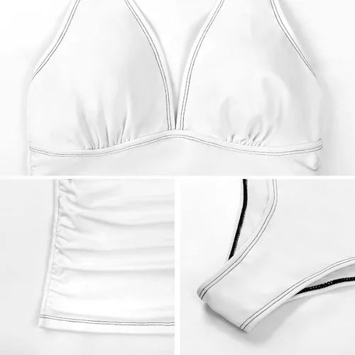 Vista 7 de Traje de baño personalizado con foto de cara de marido, traje de baño de dos piezas, trajes de baño personalizados para mujer, playa, playa, playa