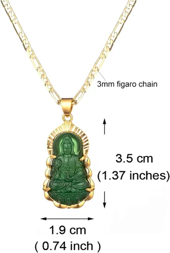Vista 3 de kelistom Collar con colgante de Buda GUANYIN chapado en oro de 18 quilates para mujeres y hombres, adorno budista Maitreya Buddha ammuleto hinduismo
