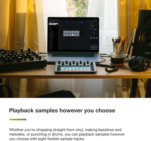 Vista 5 de Novation Circuit Rhythm: Sampler y groovebox con ocho pistas de muestras para crear y realizar beats