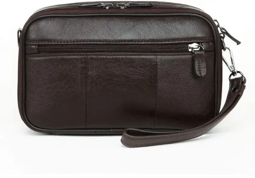 Vista 3 de Hebetag Cartera de cuero para hombre, organizador y bolso de muñeca