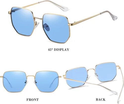 Vista 3 de HJSTES Square Polarized Sunglasses Womens Men Trendy Hexagon Frame Sun Glasses UV400 Protection