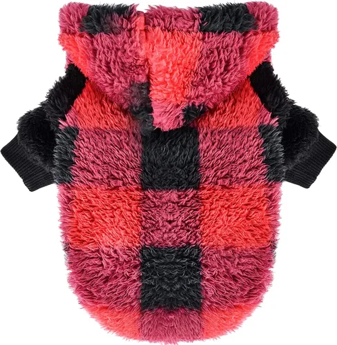 Vista 10 de Suéter de perro para perros pequeños, ropa de invierno para niños y niñas, machos y hembras, sudaderas con capucha de forro polar cálido para Verde
