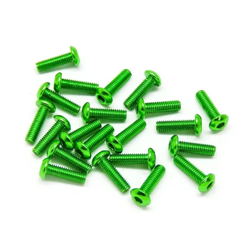 Vista 6 de 20pcs M3x10mm Tornillos de cabeza de botón 6063 Aluminio Hex Socket (colores anodizados) (negro)