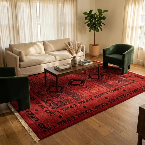 Vista 20 de Unique Loom Tekke Collection - Alfombra de área Sheibani (2' 2" x 3' 1", rectangular, rojo/negro)
