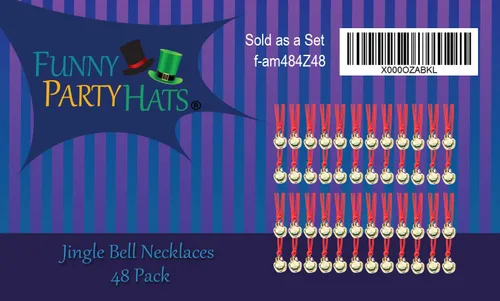 Vista 7 de Collares Jingle Bell - 48 piezas - Collares de Navidad a granel - Collares de campana de oro - Funny Party Hats
