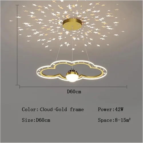Vista 2 de Lsland Lights, Modern LED Chandelier for Kid's Bedroom Study Hall Cloud Flower Shape Indoor Lighting Lamp Luster Fixtures Starry Decor