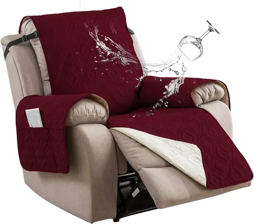Vista 33 de Genina - Funda impermeable para sillón reclinable de dos plazas, funda antideslizante para sofá, funda para sofá reclinable de 2 plazas, funda